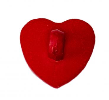 Kids button as heart out plastic in red 14 mm 0,55 inch